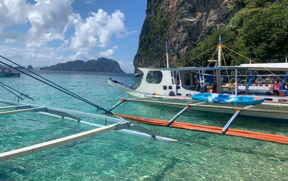 Coron phillipines amazing view of clear ocean water on bangka boat