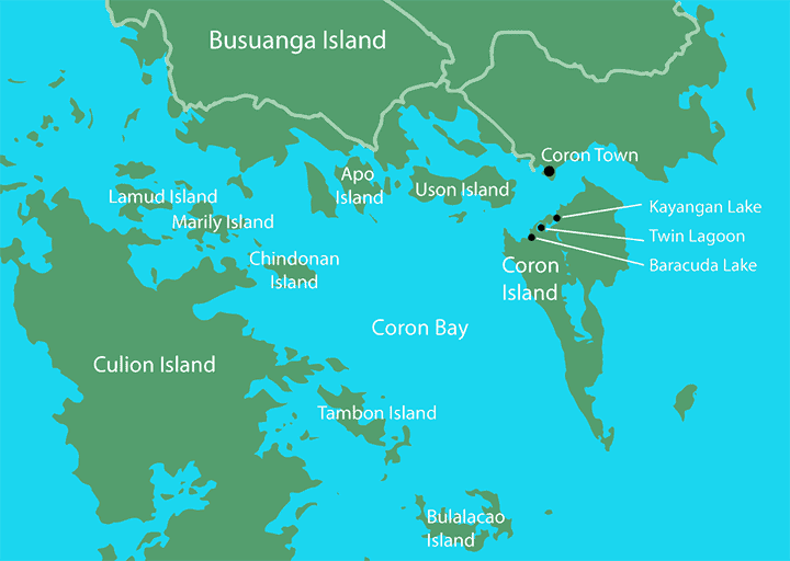 Island of Coron Philippines map