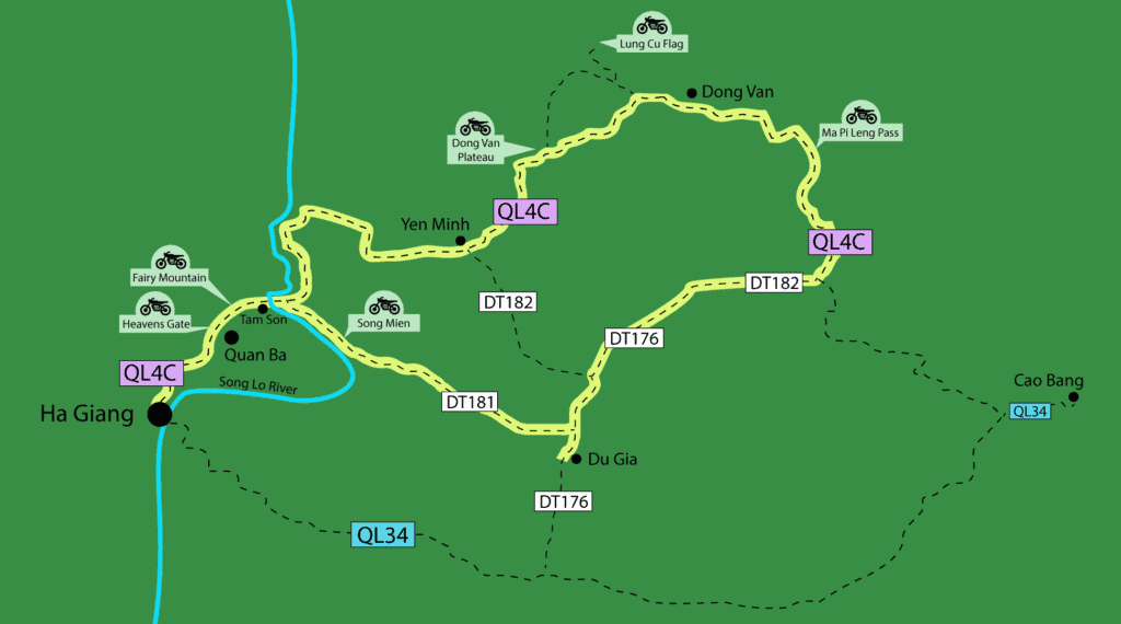 Ha Giang Loop route map