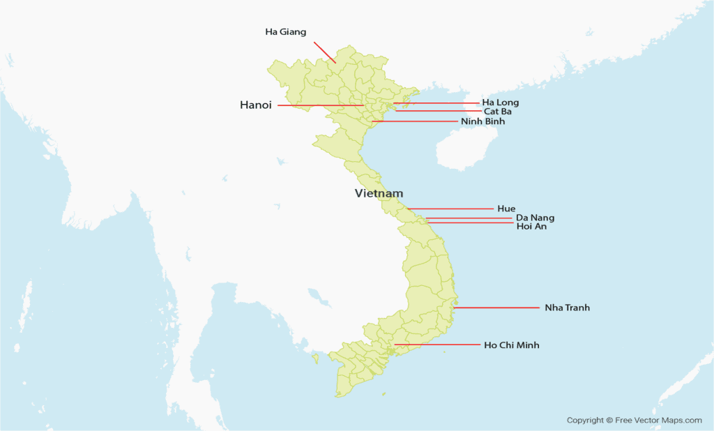 10 Best Cities to Visit in Vietnam Map