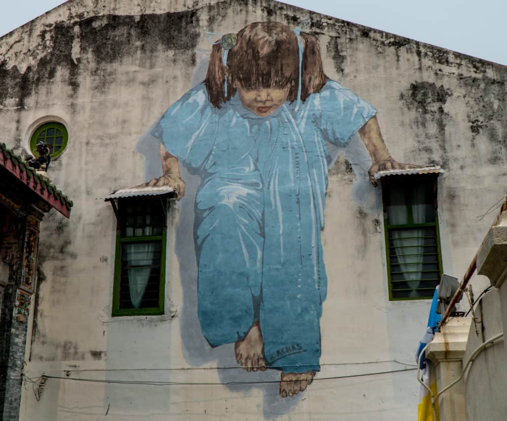 Kung Fu Girl Street Art in George Town,Penang, Malaysia