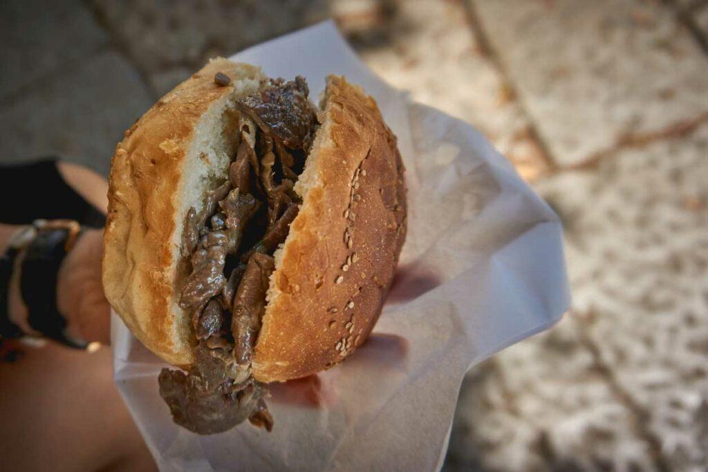 Allesso di bolito is a braised beef sandwich common in italy